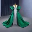 High-end Vintage / Retro Dark Green Prom Dresses 2023 A-Line / Princess Halter Sleeveless Backless Court Train Prom Formal Dresses