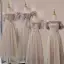 Simple Champagne Noeud Paillettes Robe Demoiselle D'honneur 2022 Princesse De l'épaule Manches Courtes Dos Nu Longue Robe Demoiselle D'honneur