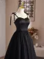 Audrey Hepburn Style Black Prom Dresses 2025 A-Line / Princess Spaghetti Straps Sleeveless Backless Floor-Length / Long Formal Dresses