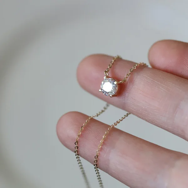 Simple Doré Argent sterling Zircon Colliers Accessorize 2023