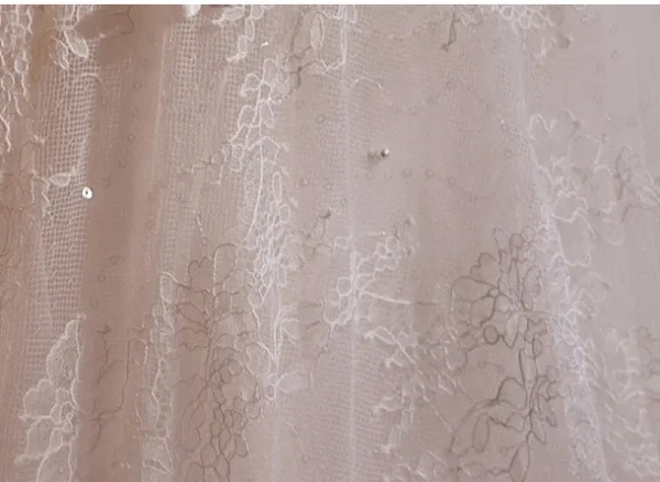 Elegant White Pearl Lace Flower Prom Dresses 2024 Ball Gown V-Neck 3/4 Sleeve Backless Sweep Train Prom Formal Dresses
