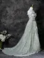 Chic / Belle Vert Cendré Appliques Floral Robe De Bal 2025 Princesse Bustier Sans Manches Dos Nu Train De Balayage Robe De Ceremonie