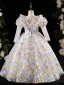 Flower Fairy Multi-Colors Appliques Beading Pearl Sequins Birthday Flower Girl Dresses 2024 Ball Gown V-Neck Long Sleeve Floor-Length / Long