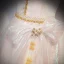 Fashion White Beading Pearl Sequins Prom Dresses 2023 A-Line / Princess V-Neck Puffy Short Sleeve Bow Backless Floor-Length / Long Prom Formal Dresses