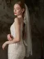 Élégant Blanche Fait main Perle En Dentelle Fleur La Mariée Voile De Mariée 2025 Tulle