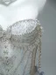 Luxury / Gorgeous Charming Sky Blue Handmade  Beading Rhinestone Pearl Appliques Prom Dresses 2025 Ball Gown Strapless Sleeveless Backless Floor-Length / Long