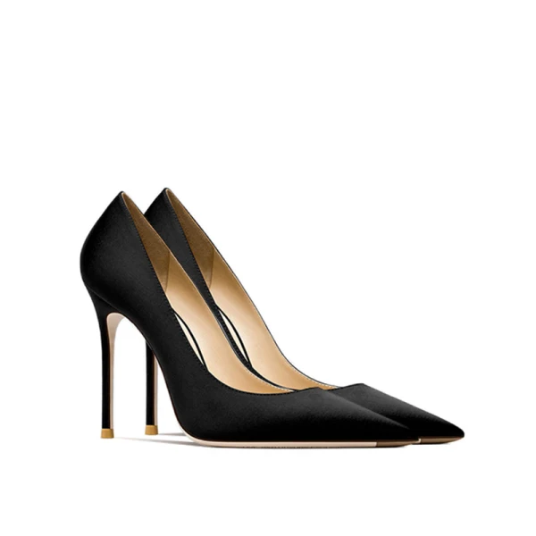Schöne Champagner Büro OL Satin Pumps 2024 10 cm Stilettos Spitzschuh Pumps Hochhackige