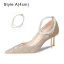 Charmant Champagne Paillettes Chaussure De Mariée 2022 Perle Bride Cheville 8 cm Talons Aiguilles À Bout Pointu Mariage Escarpins Talons Hauts