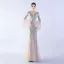 Sparkly Black Sequins Evening Dresses 2024 Trumpet / Mermaid V-Neck Bell sleeves Backless Floor-Length / Long Evening Party Formal Dresses