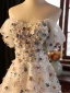 Chic / Beautiful Ivory Pearl Sequins Appliques Prom Dresses 2024 A-Line / Princess Off-The-Shoulder Short Sleeve Backless Floor-Length / Long Prom Formal Dresses