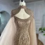 High-end Caramel Handmade  Beading Sequins Prom Dresses 2024 Trumpet / Mermaid High Neck Sleeveless Backless Sweep Train Prom Formal Dresses