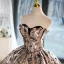 Vintage Champagner Blumen Ballkleider Ballkleid 2023 Bandeau Ärmellos Rückenfreies Lange Ball Festliche Kleider