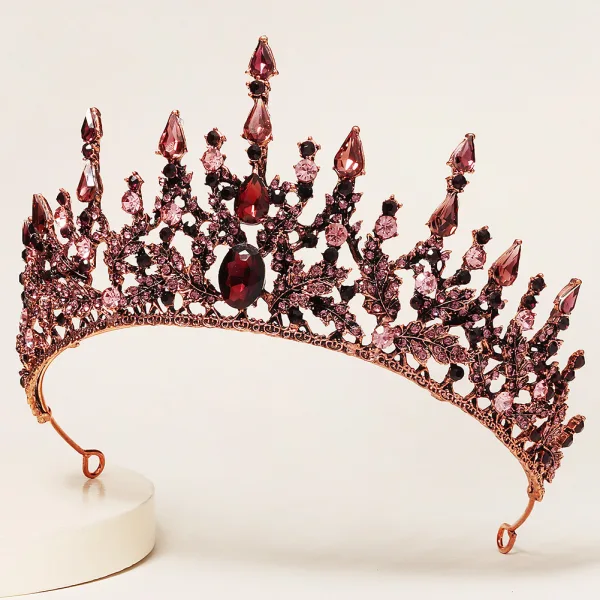 Vintage / Retro Rose Gold Crystal Rhinestone Wedding Tiara Bridal Hair Accessories Alloy 2022