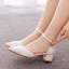 Modest / Simple White Wedding Shoes 2023 Ankle Strap 10 cm Thick Heels Pointed Toe Wedding Shoes High Heels