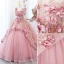 Flower Fairy Candy Pink Appliques Sequins Prom Dresses 2022 Ball Gown Scoop Neck Sleeveless Backless Floor-Length / Long Prom Formal Dresses