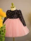 Chic / Beautiful Blushing Pink Bow Sequins Birthday Flower Girl Dresses 2024 Ball Gown Scoop Neck Short Long Sleeve