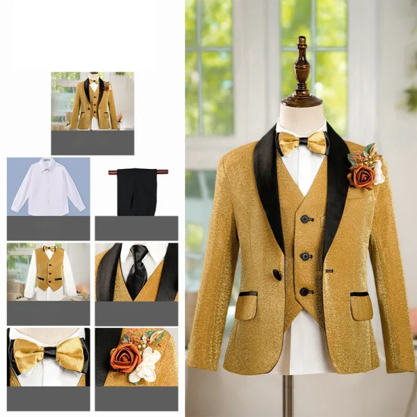 Royal Blue 6-piece Long Sleeve Boys Wedding Suits 2025 Body Jewellery Coat Pants Shirt Tie Vest Wedding
