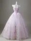 Elegant Lavender Pearl Rhinestone Sequins Flower Prom Dresses 2026 Ball Gown Strapless Sleeveless Backless Floor-Length / Long Formal Dresses