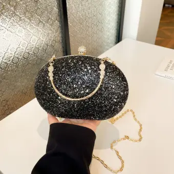 Sparkly Black Sequins Evening Party Clutch Bags Alloy 2025