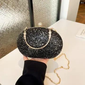 Glitter Zwarte Pailletten Avond Handtassen Legering 2025