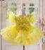 Schöne Gelb Applikationen Pailletten Quaste Schleife Kurze Geburtstag Blumenmädchenkleider 2025 Ballkleid Rundhalsausschnitt Geschwollenes Kurze Ärmel