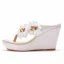 Fashion White Appliques Beach Outdoor / Garden Womens Sandals 2024 9 cm Wedges Open / Peep Toe Sandals
