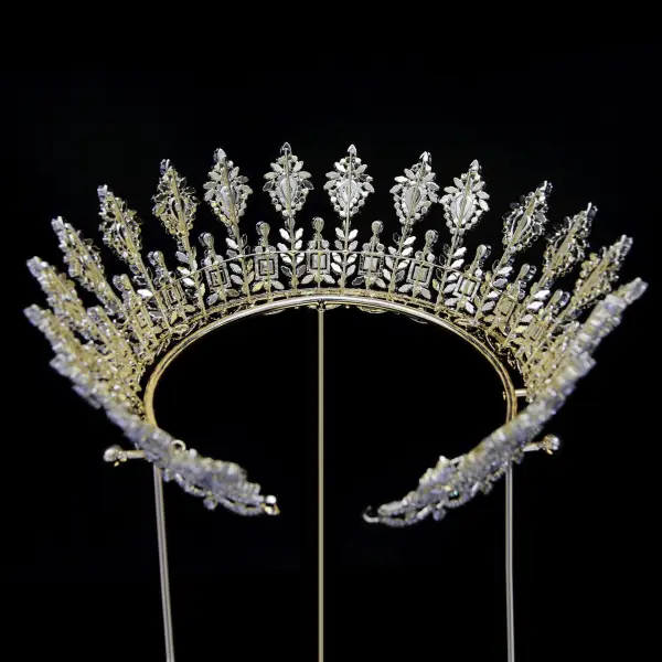 High-end Silver Rhinestone Zirkon Bröllop Krona 2024 Brud Huvudbonad