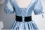 Chic / Beautiful Sky Blue Prom Dresses 2024 Ball Gown V-Neck Puffy Short Sleeve Backless Floor-Length / Long Prom Formal Dresses