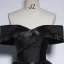 Elegante Schwarz Satin Ballkleider 2023 Ballkleid Off Shoulder Kurze Ärmel Rückenfreies Lange Festliche Kleider