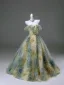 High-end Flower Fairy Multi-Colors Appliques Prom Dresses 2025 Ball Gown Off-The-Shoulder Short Sleeve Backless Sweep Train Formal Dresses