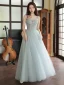 Charming Silver Grey Evening Dresses 2023 A-Line / Princess Off-The-Shoulder Beading Sleeveless Backless Floor-Length / Long Evening Party Formal Dresses