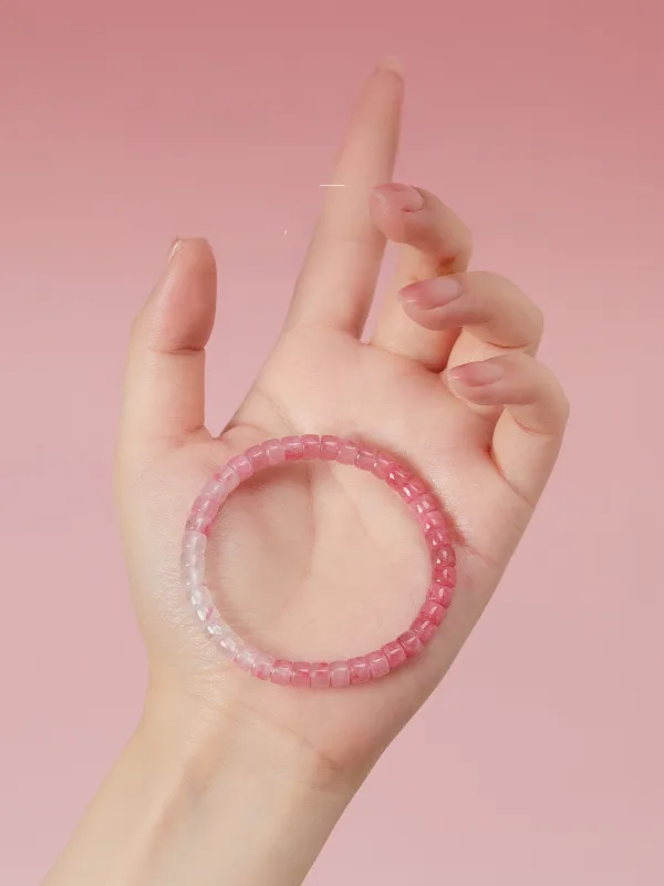 Mode Farbverlauf Rosa Kirschblüte Handgefertigt Natürlicher Kristall Armbänder Brautaccessoires 2025