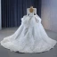 Luxury / Gorgeous Sparkly White Handmade  Beading Pearl Rhinestone Sequins Cascading Ruffles Wedding Dresses 2023 Ball Gown Scoop Neck Long Sleeve Backless
