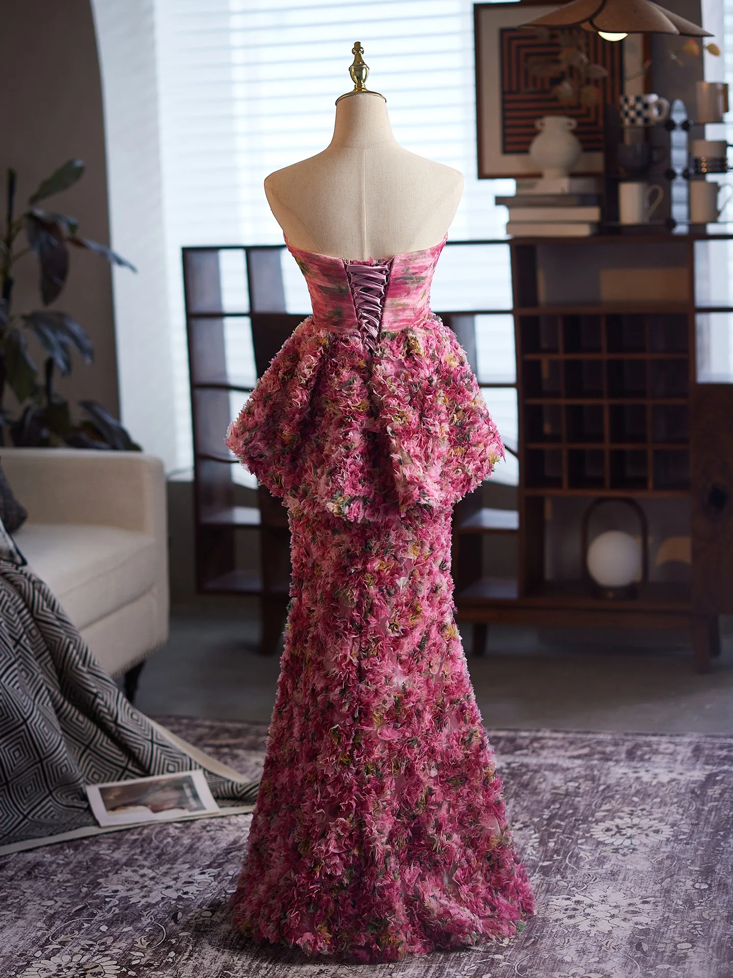 Flower Fairy Fuchsia Ruffle Appliques Prom Dresses 2025 Trumpet Mermaid Strapless Long