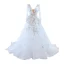Luxury / Gorgeous White Rhinestone Lace Flower Appliques 2023 A-Line / Princess V-Neck Long Sleeve Wedding Dresses Court Train Wedding