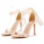 Sexy Champagne Evening Party Womens Sandals 2023 Satin Ankle Strap 10 cm Stiletto Heels Open / Peep Toe Sandals High Heels