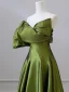 Vintage Klee Grün Ballkleider 2024 A Linie Seitlicher Reißverschluss One-Shoulder Kurze Ärmel Rückenfreies Sweep / Pinsel Zug Ball Festliche Kleider