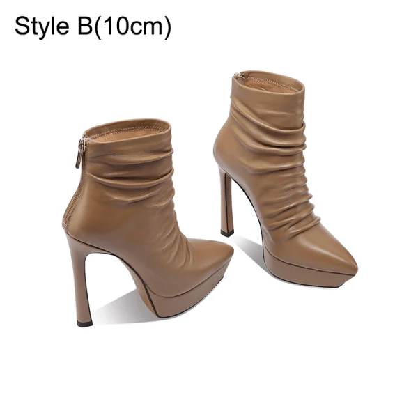Vintage / Retro Brown Street Wear Leather Womens Boots 2023 13 cm Stiletto Heels Pointed Toe Boots