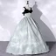 Fashion Black Prom Dresses 2022 Ball Gown Square Neckline Green Spotted Sleeveless Backless Bow Floor-Length / Long Formal Dresses