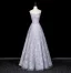 Bling Bling Grau Perlenstickerei Strass Pailletten Ballkleider 2026 A Linie Spaghettiträger Kurze Ärmel Rückenfreies Lange Festliche Kleider