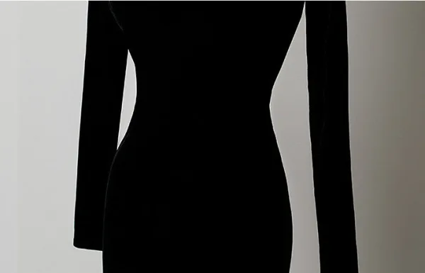 Sexy Noire Faux Diamant Velours Robe De Soirée 2026 Trompette / Sirène Col Haut Manches Longues Train De Balayage Robe De Ceremonie