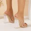 Transparent Summer Nude Cocktail Party Womens Sandals 2022 10 cm Crystal Thick Heels Open / Peep Toe Sandals High Heels