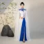 Chinese style White With Cloak Split Front Evening Party Cheongsam 2025 Trumpet / Mermaid High Neck Short Sleeve Floor-Length / Long Cheongsam / Qipao