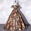 Vintage / Retro Multi-Colors Satin Printing Prom Dresses 2022 Ball Gown Strapless Sleeveless Backless Floor-Length / Long Formal Dresses