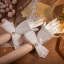 Vintage / Retro Ivory Pearl Bow Satin Bridal Gloves 2026 Wedding