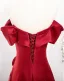 Schöne Burgunderrot Gespaltete Front Satin Ballkleider 2024 A Linie Off Shoulder Ärmellos Rückenfreies Lange Ball Festliche Kleider