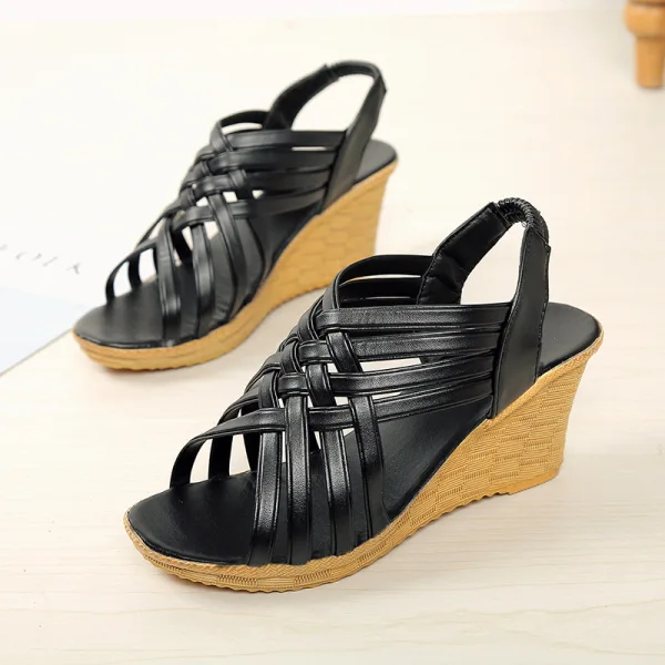 Chic / Beautiful White Summer Street Wear Womens Sandals 2023 7 cm Wedges Open / Peep Toe Womens Sandals