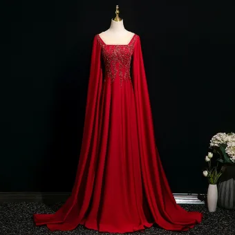 Chic Beautiful Burgundy Beading Sequins Prom Dresses 2025 A Line Princess Scoop Neck Long Sleeve Floor Length Long Formal Dresses