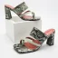 Romain Blanche Motif Peau De Serpent Sandales Femme 2022 Vêtement de rue 8 cm Talons Épais Peep Toes / Bout Ouvert Sandales Talons Hauts