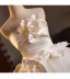 Edles Weiß Applikationen Schleife Stoffgürtel Brautkleider / Hochzeitskleider 2025 Ballkleid Bandeau Ärmellos Rückenfreies Lange Hochzeit